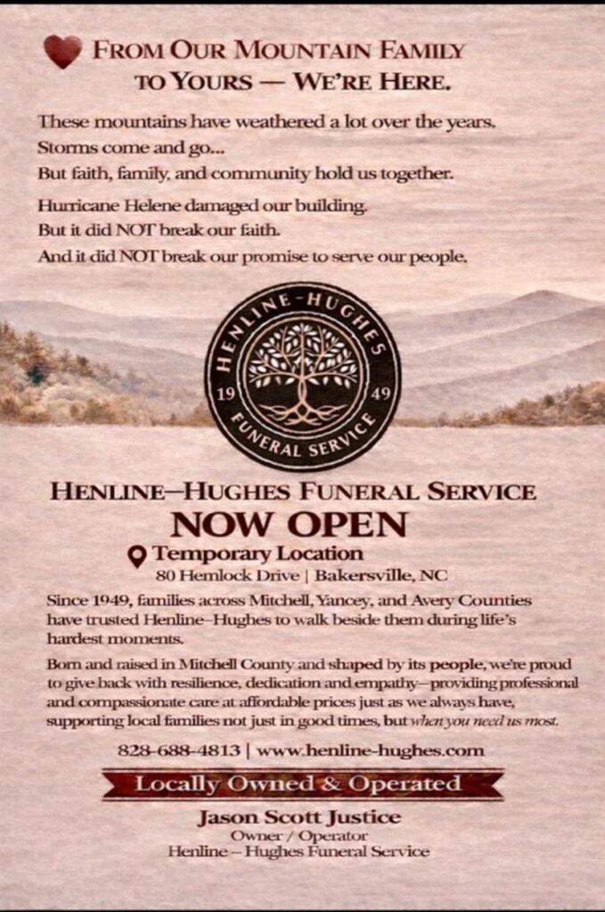 Henline-Hughes temp location notice Henlline-Huges temporary location notice.
